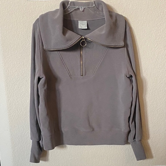 Varley Vine Pullover in Deep Charcoal Ottoman Ribbed Fabric Size M - Picture 2 of 11